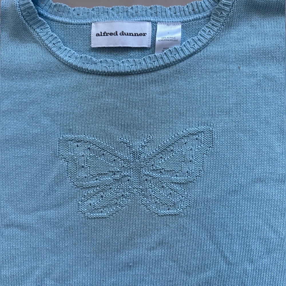 Butterfly baby blue sweater top y2k